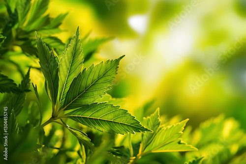 Green Leaves, Botany Background Image Showing Symbol of Green Environment or Sustainability