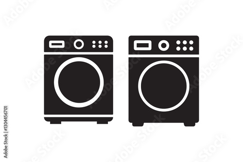 washing machine icon black color vector silhouette illustration isolated in white background