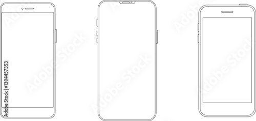 Outline line drawing modern smartphone. Elegant thin stroke line style design vector. Elegant thin line stroke style design smartphone.