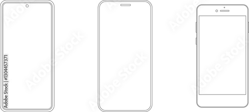 Outline line drawing modern smartphone. Elegant thin stroke line style design vector. Elegant thin line stroke style design smartphone.