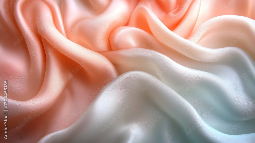 Obraz premium Soft peach and cream silk fabric gently flows creating elegant curves. AI Generated