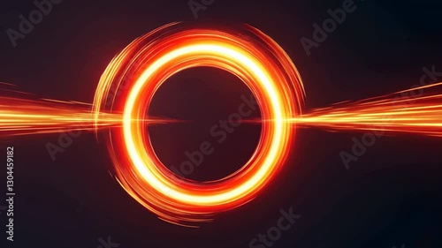 Glowing Orange Ring with Dynamic Light Trails on Dark Background Creates Sense of Energy and Motion with Vibrant Colors and Abstract Design Evoking Futuristic and Powerful Atmosphere