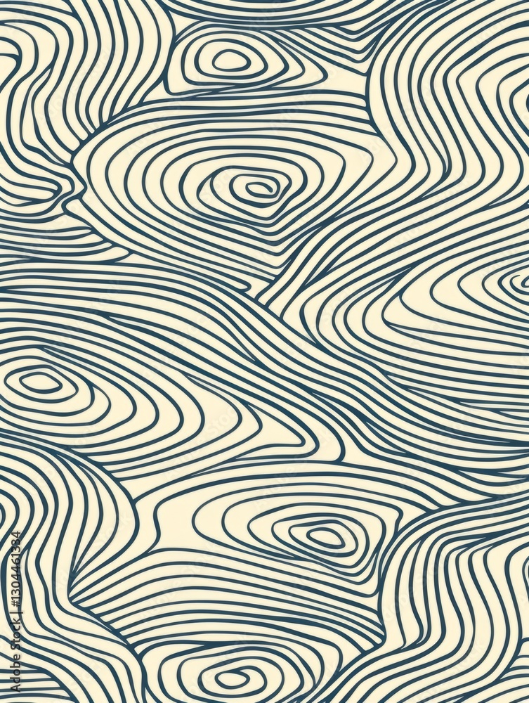 Naklejka premium A wavy, abstract pattern composed of curved lines that intertwine and flow harmoniously.