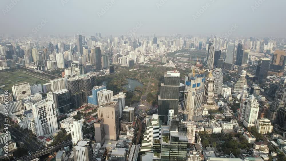 4K Aerial View of central business district Bangkok Thailand Asia 4K Aerial View of central business district Bangkok Thailand Asia