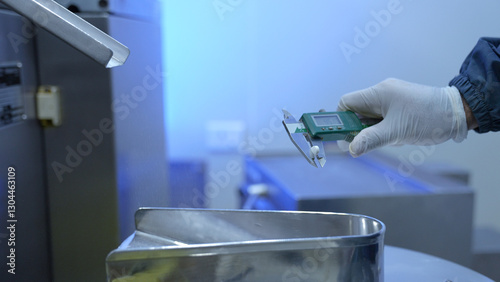 medicine size checking, vernier scale measures tablet medicine. medication. analysis of medicine in pharmaceutical factory. vernier calliper measuing medicines.