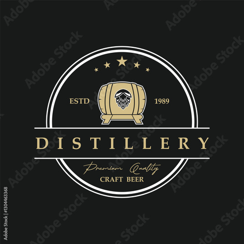 Vintage retro craft brewery logo design