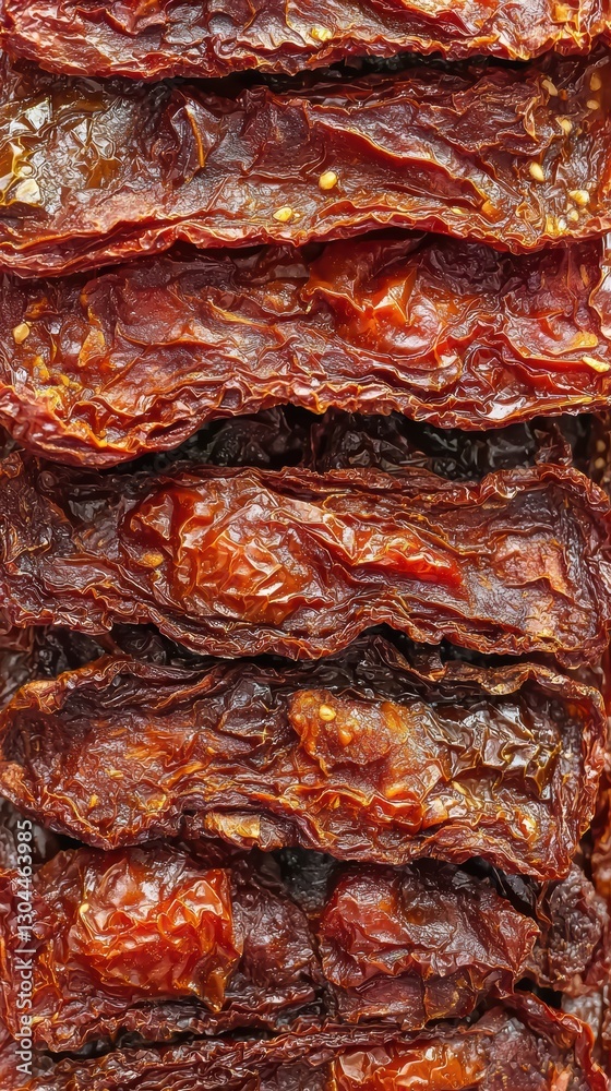 Closeup of sundried tomato slices with rich earthy textures Closeup of sundried tomato slices with rich earthy textures