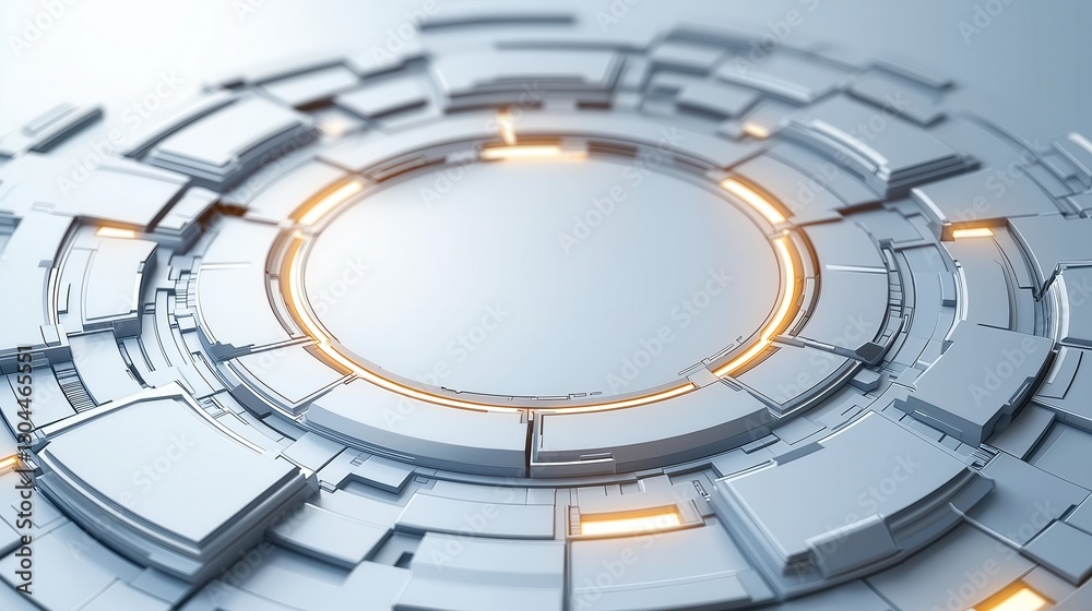 Fototapeta premium Futuristic circular interface design with illuminated elements and geometric patterns for technology and innovation themes