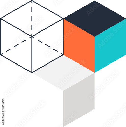 3d modeling flat web icon concept