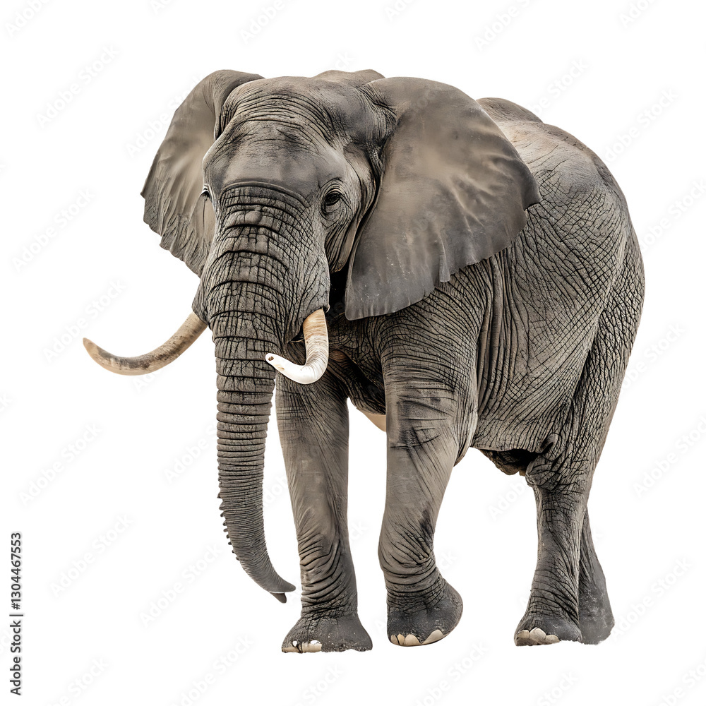 Obraz premium Majestic Elephant, Isolated on White Background