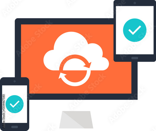 Sync Concept flat web icon concept