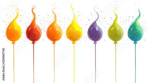 Colorful balloon collection with ribbons and confetti illustration