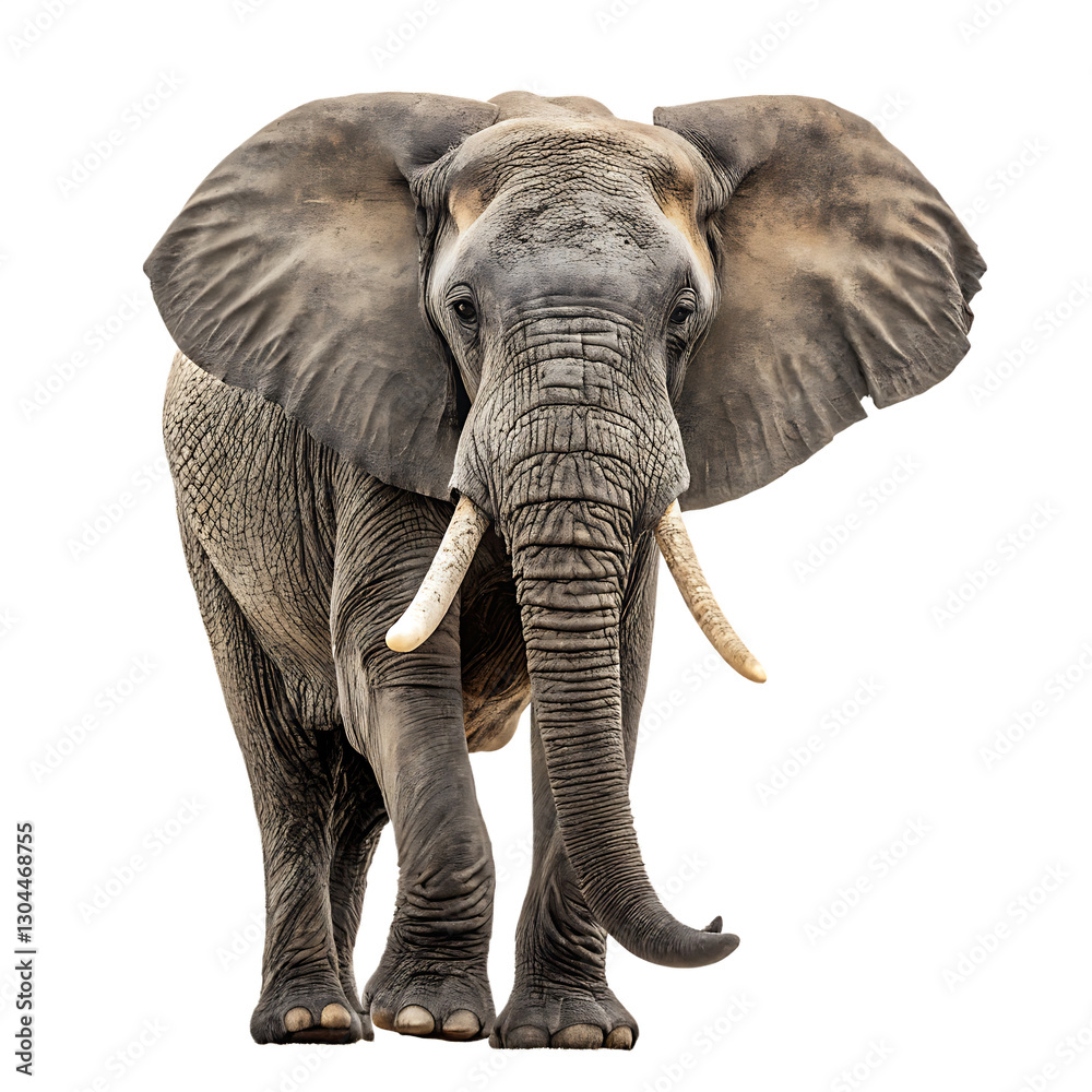 Obraz premium Majestic Elephant, Isolated on White Background