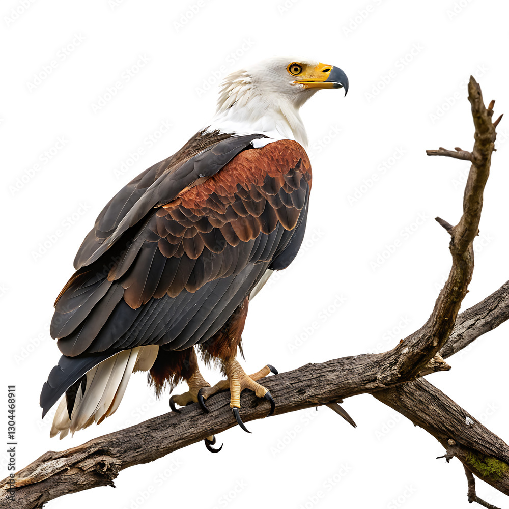 Majestic Fish Eagle perched on a branch, perfect for wildlife photography. Majestic Fish Eagle perched on a branch, perfect for wildlife photography.
