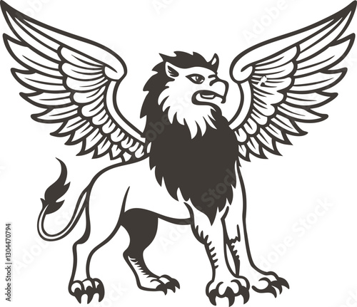 Griffin illustration mythological creature with lion body and eagle wings