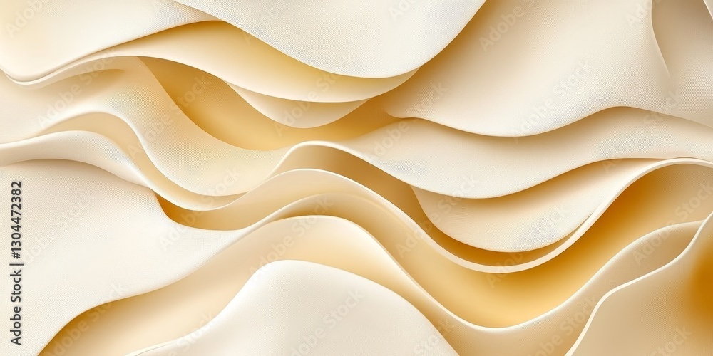 Obraz premium Abstract Seamless Yellow Wave Pattern, 3D Low Profile, Elegant Monochromatic Minimalist Design