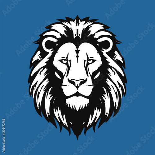 Lion Head Silhouettes | Detailed Black and White Logo