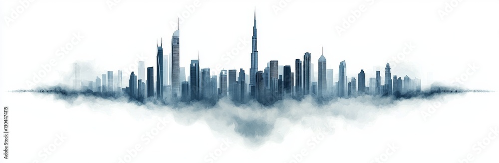 Obraz premium The modern city is often depicted with modern skyscrapers, representing achievement in the business world, as well as the influence of international corporations, banks, and office buildings
