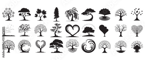 Highly Detailed Tree Silhouettes  Tree SilhouettesEven More Ultimate Tree collection, 27detailed, different tree vectors