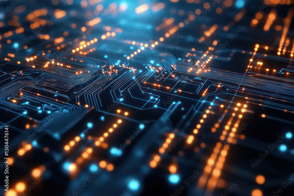 Obraz premium A detailed circuit board pattern with intricate connections, symbolizing advanced communication technology and the future of digital networks.