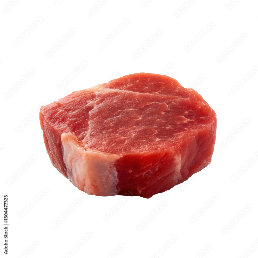 Raw steak is displayed isolated on a transparent background, highlighting its texture and color for culinary inspiration.