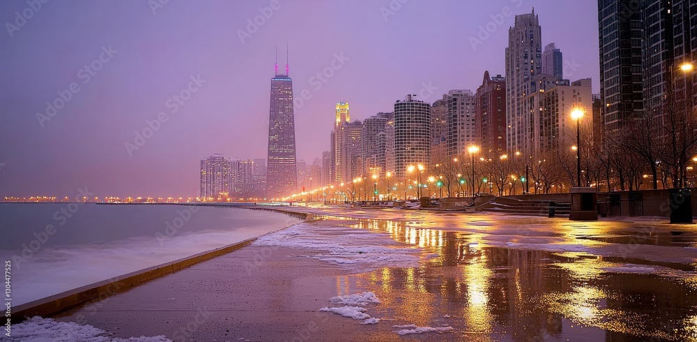 Obraz premium Chicago's cityscape is depicted in isolation on a transparent background, available in PNG, within the United States