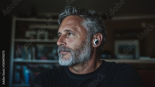 An individual with a hearing impairment utilizes stylish and unobtrusive hearing aids to improve their communication skills and auditory perception of their surroundings