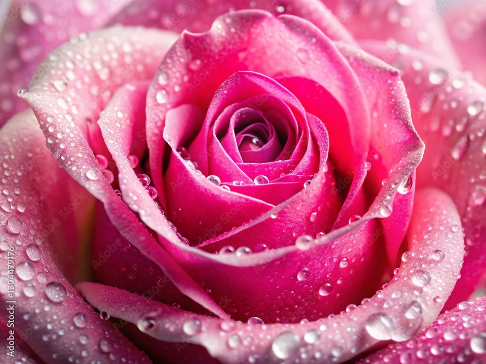 Close-up Pink Rose Flower Blossom, Delicate Petals, Macro Photography, Botanical Image