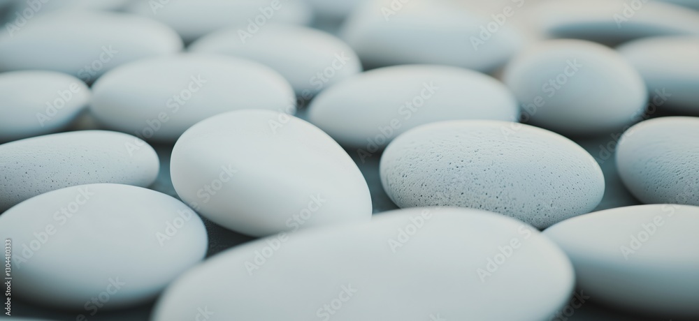 Smooth white pebbles arranged in a natural pattern for decorative purposes, copy space for text Smooth white pebbles arranged in a natural pattern for decorative purposes, copy space for text