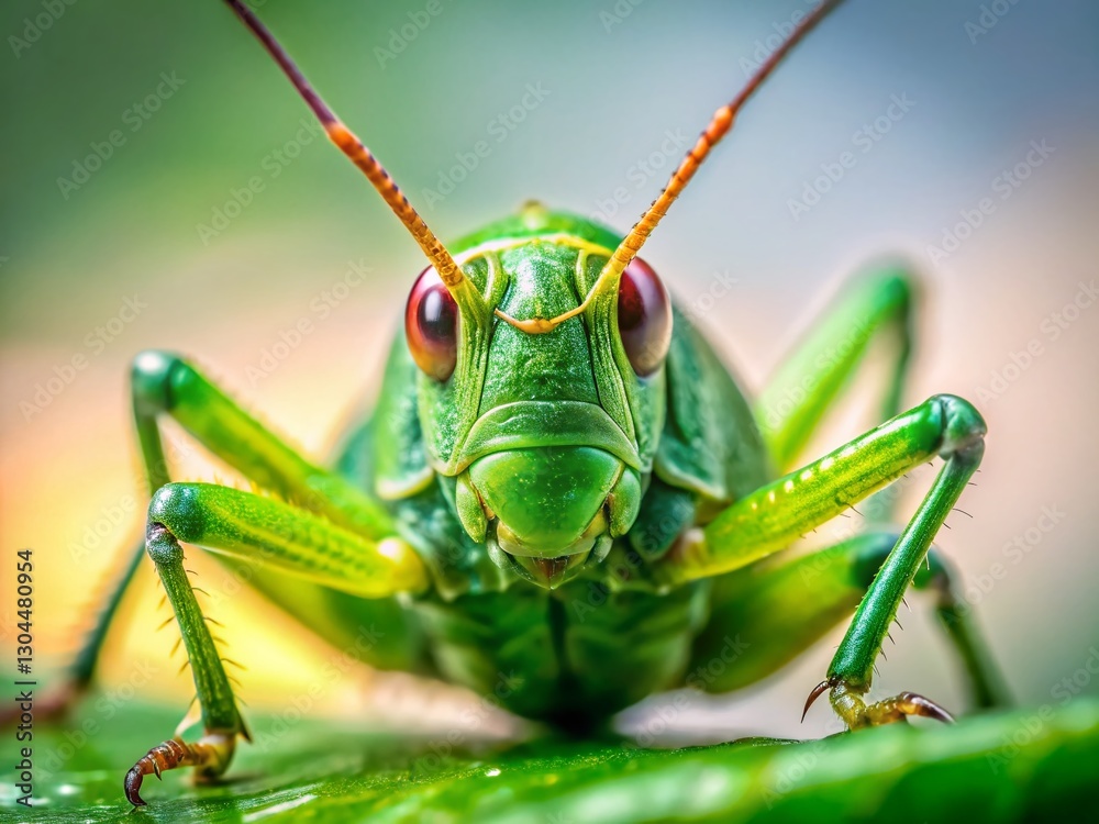 Close-up Tilt-Shift Macro Photo of a Large Green Grasshopper Close-up Tilt-Shift Macro Photo of a Large Green Grasshopper