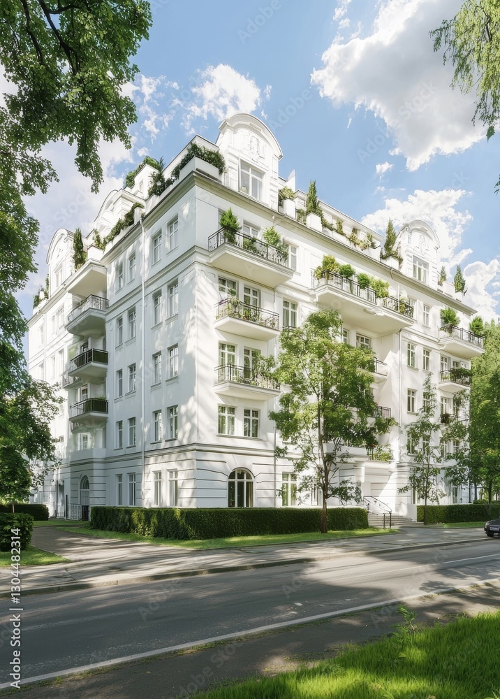 Fototapeta premium Munich, located in Bavaria, Germany, features a street with a modern apartment building