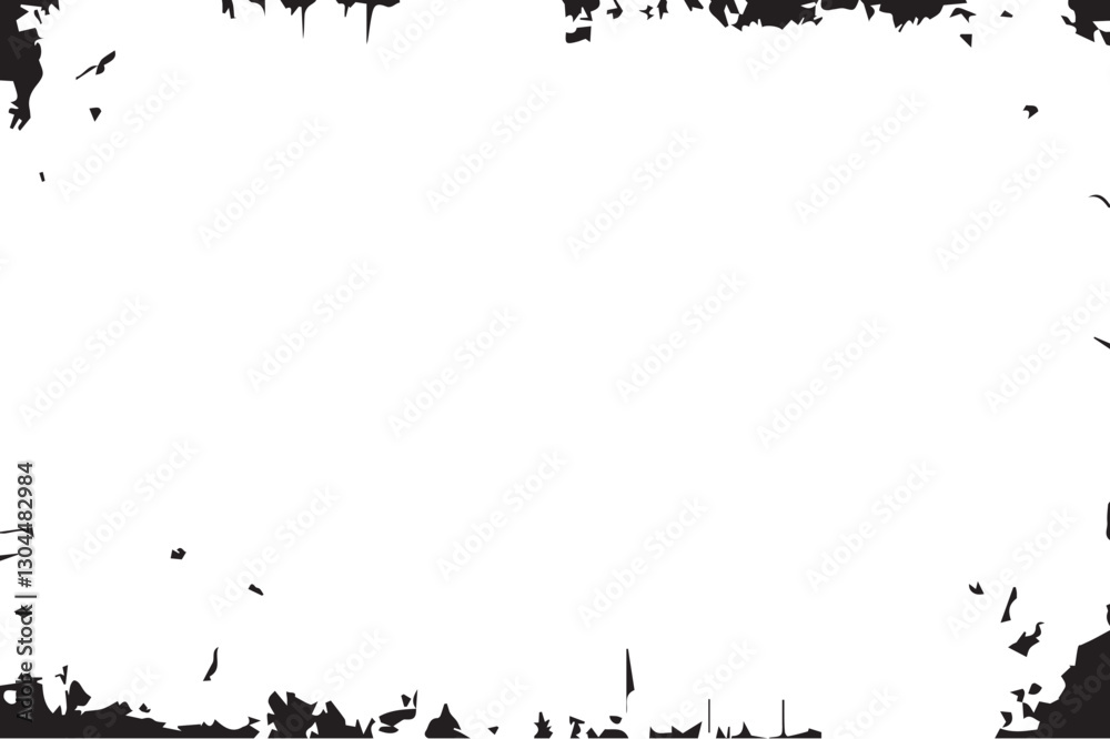 Obraz premium Grunge border vector background. Black grunge texture border frame over white. Abstract overlay. Dirty and damaged backdrop. Grunge Frame. 