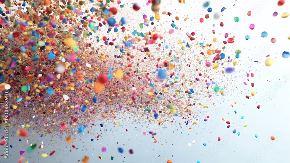 Colorful Confetti Explosion Isolated on White Background - Festive Celebration Stock Photo Colorful Confetti Explosion Isolated on White Background - Festive Celebration Stock Photo