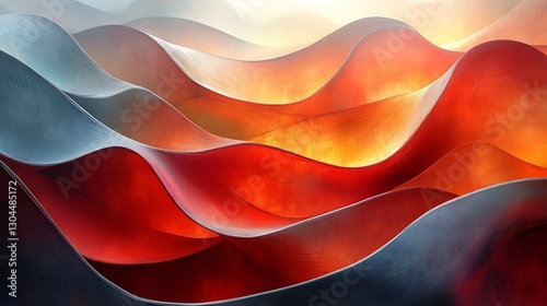 Abstract Red Blue Waves Soft Light. AI Generated