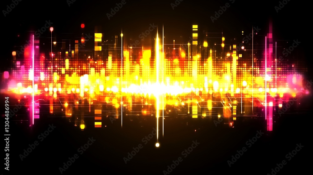Obraz premium Vibrant digital equalizer effect with a dazzling colorful light display