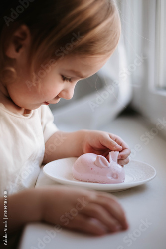 Wallpaper Mural little girl and healthy easter sweets - jelly bunny Torontodigital.ca
