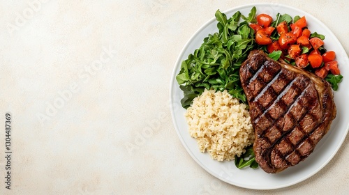 Wallpaper Mural Grilled Steak With Salad And Rice Torontodigital.ca