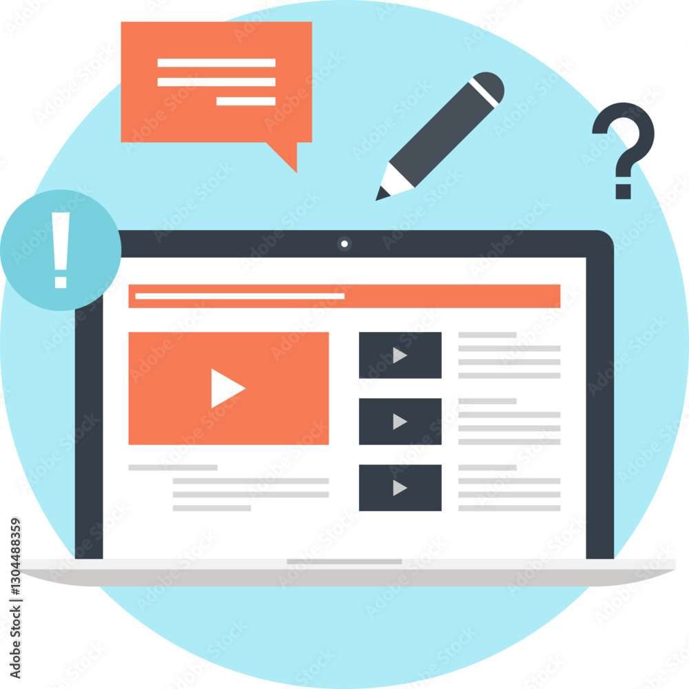 Tutorials flat web icon Tutorials flat web icon