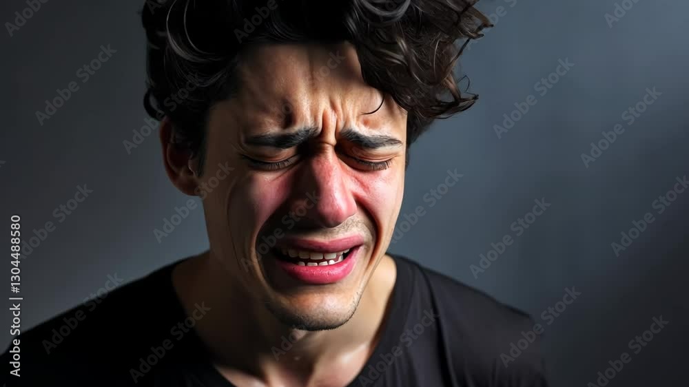 deep stress: man in tears going through a tough moment deep stress: man in tears going through a tough moment
