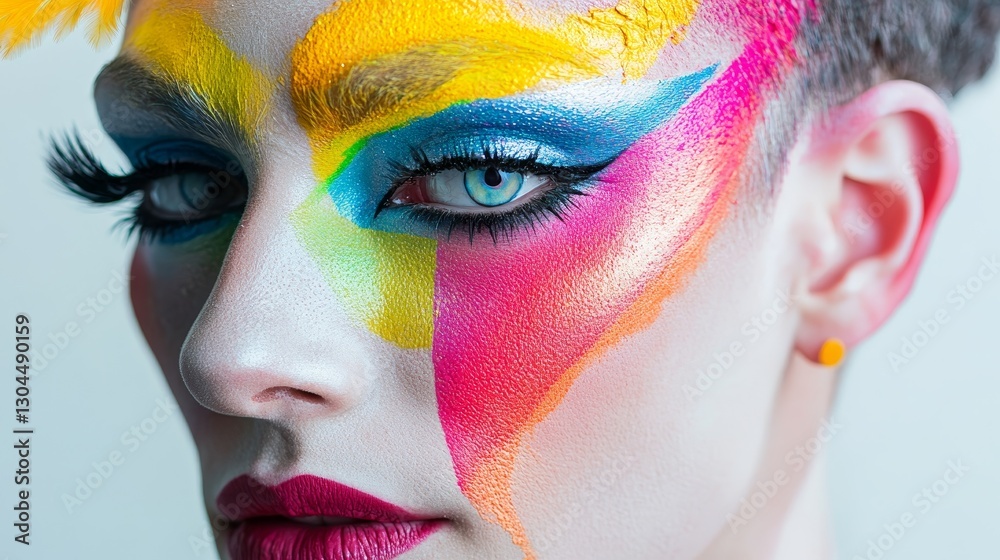 Vibrant Face Art with Bold Colors and Unique Design for Creative Fashion Inspiration Vibrant Face Art with Bold Colors and Unique Design for Creative Fashion Inspiration
