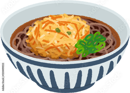 かき揚げそばのイラスト