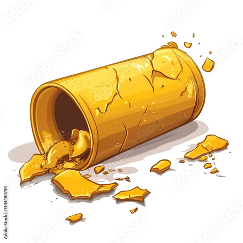 Broken Golden Barrel Gold Pieces Spilled photo