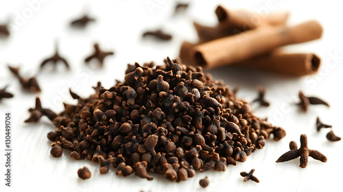 Wallpaper Mural Ground cloves sprinkled lightly across a smooth background, their fine brown powder enhancing the warm, earthy tones of the composition. Torontodigital.ca