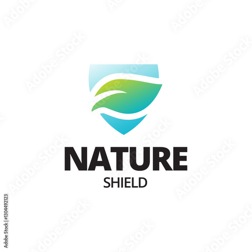 Eco shiled logo template illustration. Shield Leaf Logo Template