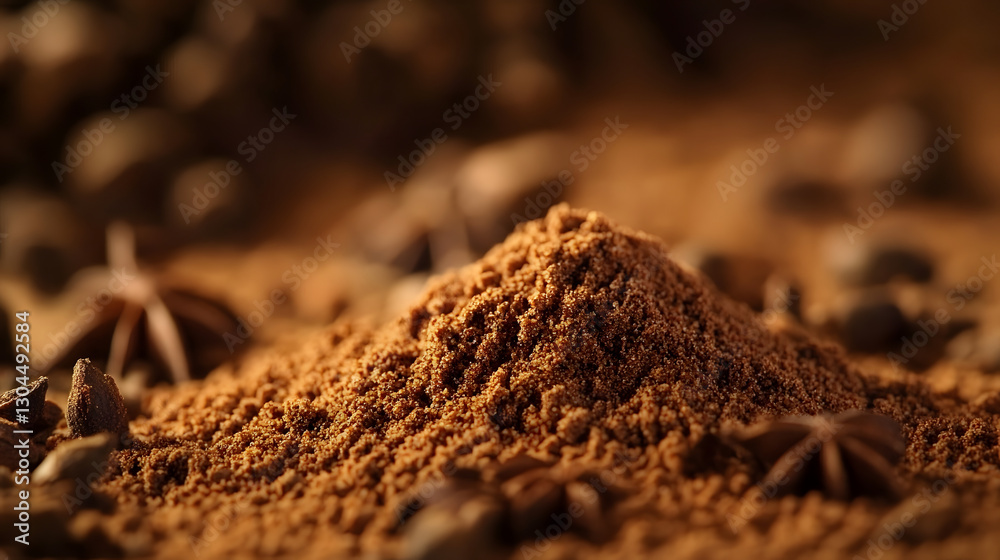 Ground cloves sprinkled lightly across a smooth background, their fine brown powder enhancing the warm, earthy tones of the composition. Ground cloves sprinkled lightly across a smooth background, their fine brown powder enhancing the warm, earthy tones of the composition.