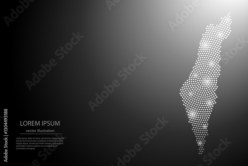 Abstract image Israel map from point Gray and glowing stars on a dark background. Vector illustration eps 10.	
