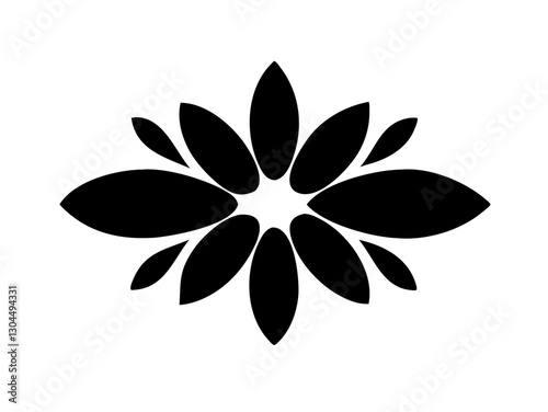 Elegant Black Lotus Flower Design for Spa or Wellness Brand , A sophisticated, stylized black lotus flower graphic, perfect for branding or marketing materials related to wellness, spa, beauty, or lux