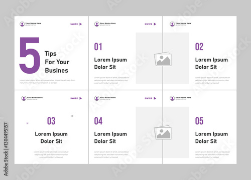 Microblog carousel slides template for social media. Tips sharing Instagram carousel template or LinkedIn carousel banner post