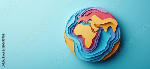 Wallpaper Mural Colorful paper cutout globe design showcasing continents and oceans in vibrant layers Torontodigital.ca