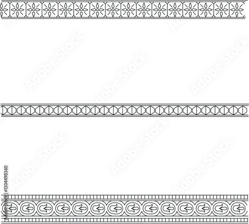 Vector set of decorative ornamental traditional seamless borders